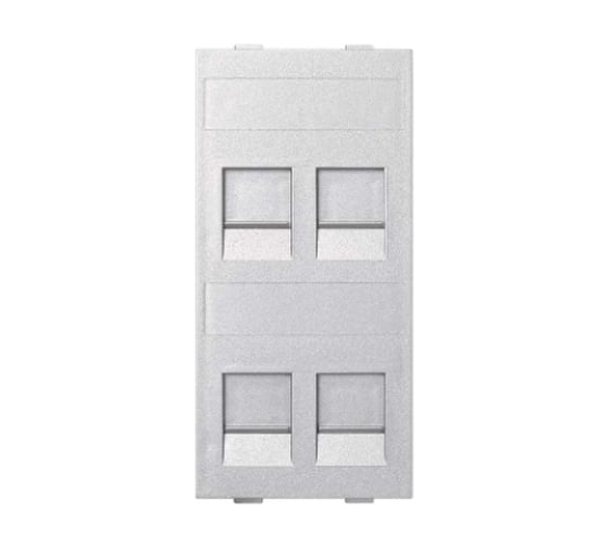 Адаптер Simon на 4хRJ45 коннектора, S-модуль, с защитными шторками, алюминий S76C-8 1