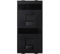 Адаптер Simon на 2хRJ45 коннектора, S-модуль, с защитными шторками, графит S76B-14