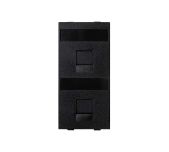 Адаптер Simon на 2хRJ45 коннектора, S-модуль, с защитными шторками, графит S76B-14 1