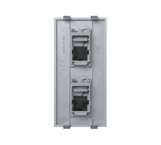 Адаптер Simon на 2хRJ45 коннектора, S-модуль, с защитными шторками, алюминий S76B-8