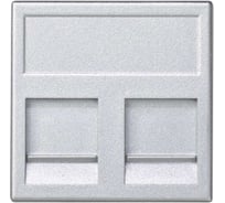 Адаптер Simon на 2хRJ45 коннектора, К45, с защитными шторками, алюминий KB76-8