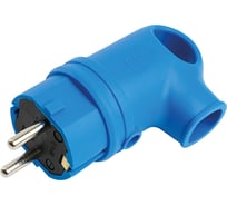 Угловая вилка STEKKER с заземляющим контактом, каучук 250В, 16A, IP44, синяя 39254