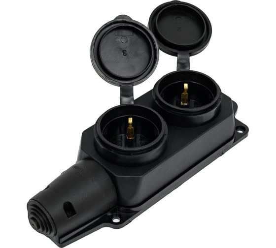 Розеточная колодка General Lighting Systems GSB-16-2-G-IP44, 16А, 2 места, с/з, б/в, IP44, 1/50 470027