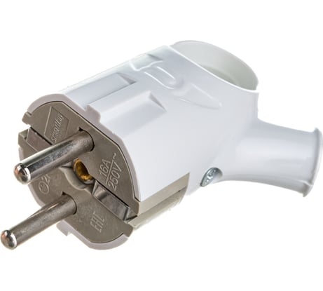 Вилка с кольцом Smartbuy с заземлением белая 16А 250В SBE-16-P03-w