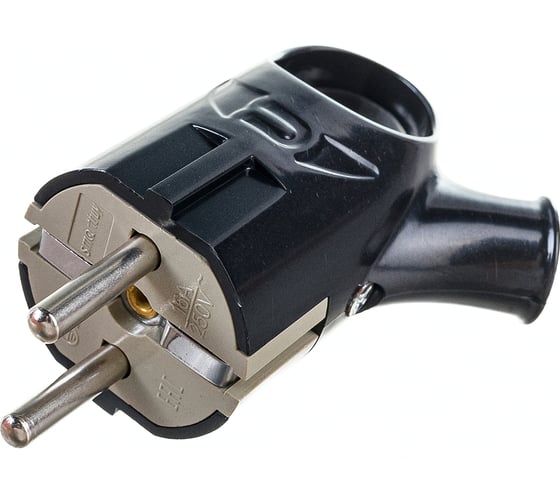 Вилка с кольцом Smartbuy с заземлением черная 16А 250В SBE-16-P03-b