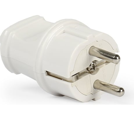 Прямая вилка Smartbuy с заземлением белая 16А 250В