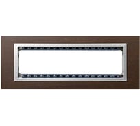 Декоративная рамка Simon, суппорт, 8 узких или 4 широких модулей, S82C, дерево, венге-алюминий 82987-65