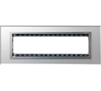 Декоративная рамка Simon, суппорт, 8 узких или 4 широких модуля, S82C, стекло, серебро-алюминий 82987-62