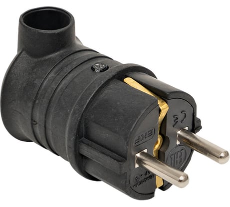 Угловая каучуковая вилка EKF, 230В 2P+PE 16A IP44 PRO RPS-017-16-230-44-r