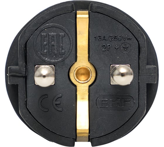 Угловая каучуковая вилка EKF, 230В 2P+PE 16A IP44 PRO RPS-017-16-230-44-r