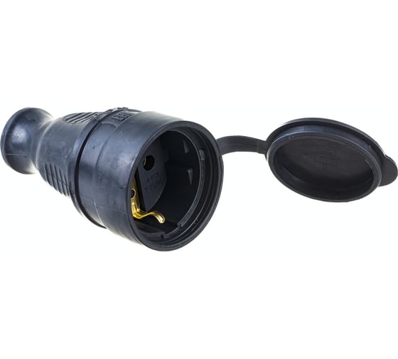 Каучуковая переносная розетка с защитной крышкой EKF, 230В 2P+PE 16A IP44 PRO RPS-012-16-230-44-r
