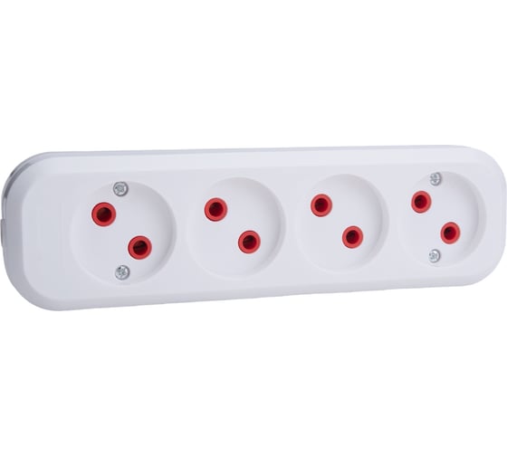 Колодка Navigator 61 587 NCA-BL01-04-X-WH, 4 гнезда, без заземления, АБС-пластик 61587