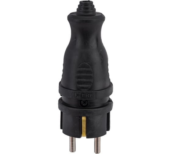 Каучуковая прямая вилка EKF, 230В 2P+PE 16A IP44 PRO RPS-011-16-230-44-r