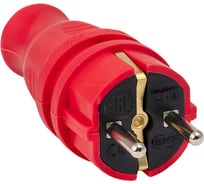 Красная каучуковая прямая вилка EKF, 230В 2P+PE 16A IP44 PRO RPS-011-16-230-44-rr