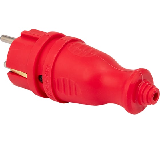 Красная каучуковая прямая вилка EKF, 230В 2P+PE 16A IP44 PRO RPS-011-16-230-44-rr