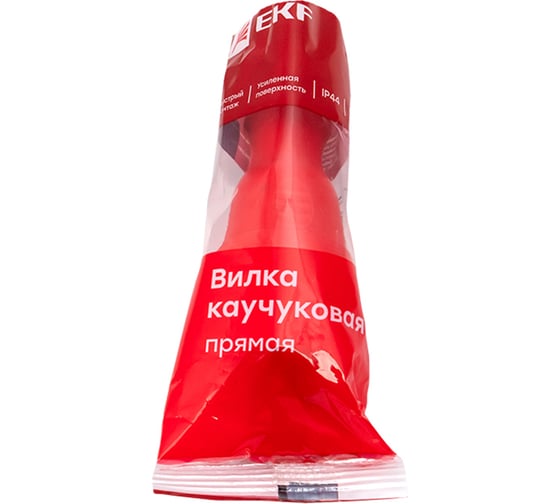 Красная каучуковая прямая вилка EKF, 230В 2P+PE 16A IP44 PRO RPS-011-16-230-44-rr