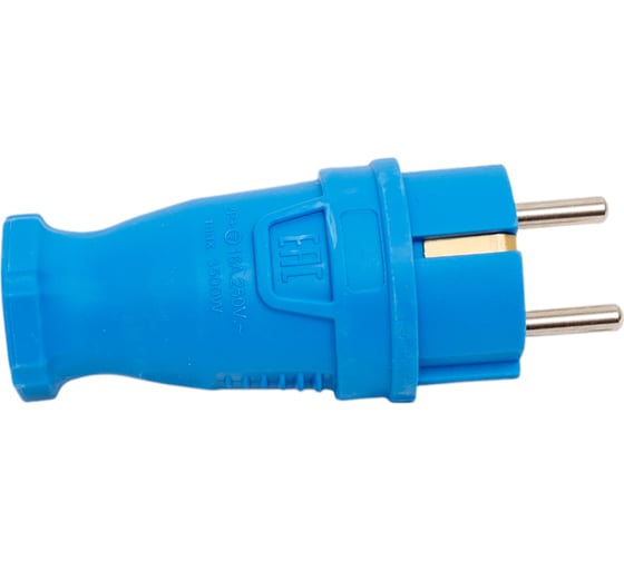 Вилка прямая Рыжая такса ВЛКП каучук 2P+PE 230V 16А IP44 синяя ВЛКП-2752