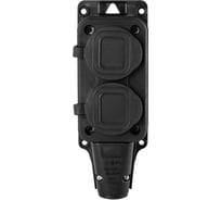 Розетка Рыжая такса РЗК-02 (колодка) двухместная с крышкой каучук 2P+PE 230V 16А IP54 РЗК02-2677