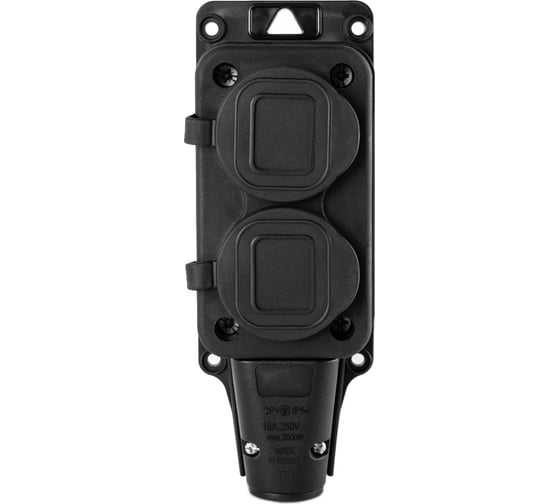 Розетка Рыжая такса РЗК-02 (колодка) двухместная с крышкой каучук 2P+PE 230V 16А IP54 РЗК02-2677 1