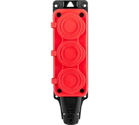 Розетка Рыжая такса РЗК-03 (колодка) трехместная с крышкой каучук 2P+PE 230V 16А IP54 красная РЗК03-2851