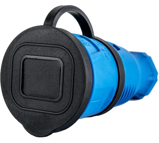 Розетка переносная Рыжая такса РЗК с крышкой каучук 2P+PE 230V 16А IP44 синяя РЗК-2806 1