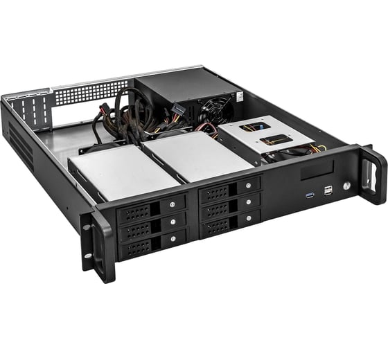 Серверный корпус ExeGate Pro 2U480-HS06 RM 19", высота 2U, глубина 480, БП 500ADS, 6xHotSwap, USB 279753