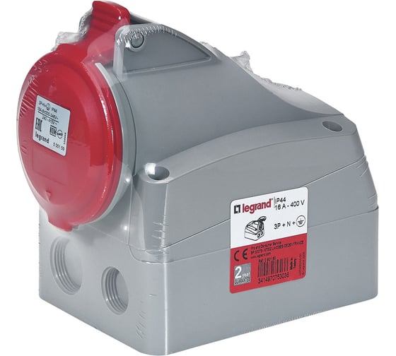Розетка накладная Legrand 16А 3К+H+З 380 В IP 44 090160 1