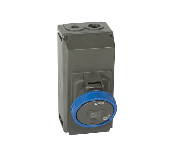 Розетка накладного монтажа в готовом корпусе Legrand Hypra IP 66/6755 2К+3 63 А пластик 059336 1
