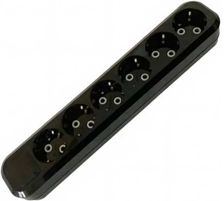 Колодка MAKEL 6 гнезд, с заземлением, черный MGP2181