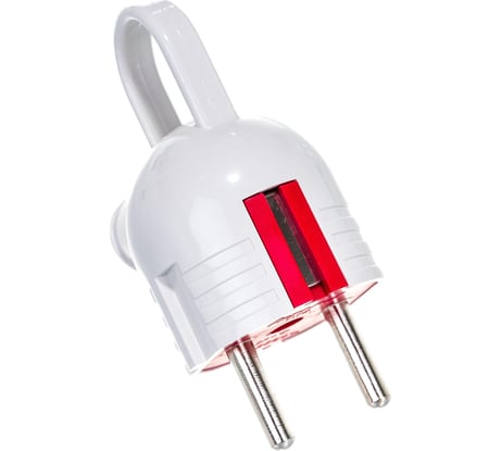 Вилка Lezard с заземлением с ручкой бел. с красн. 715-0201-602