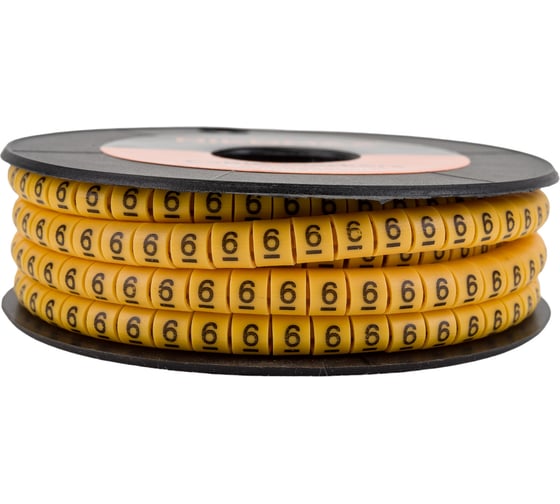 Кабельный маркер NIKOMAX, цифра "6", желтый, 500шт. NMC-CMR-6-YL-500