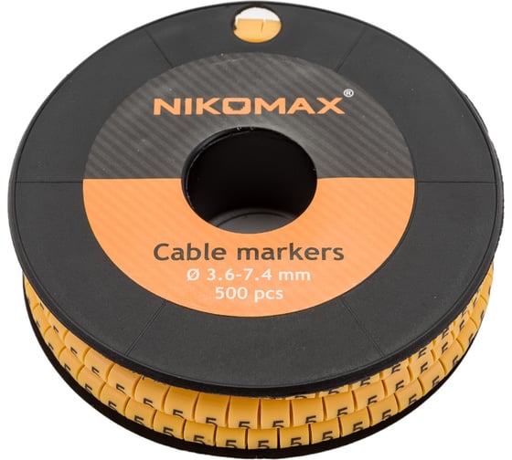 Кабельный маркер NIKOMAX, цифра "5", желтый, 500шт. NMC-CMR-5-YL-500 1