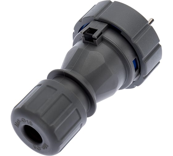 Прямая влагозащищенная вилка 2P+РE REXANT, 16 А, IP68 111-013