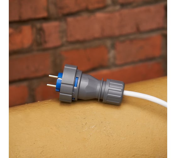 Прямая влагозащищенная вилка 2P+РE REXANT, 16 А, IP68 111-013
