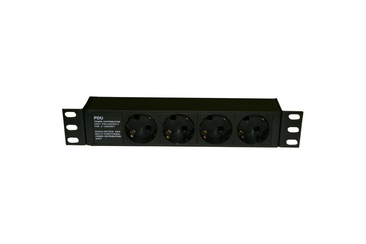 Горизонтальный блок розеток для 10" шкафов Hyperline, SHE10-4SH-IEC, 4 ...