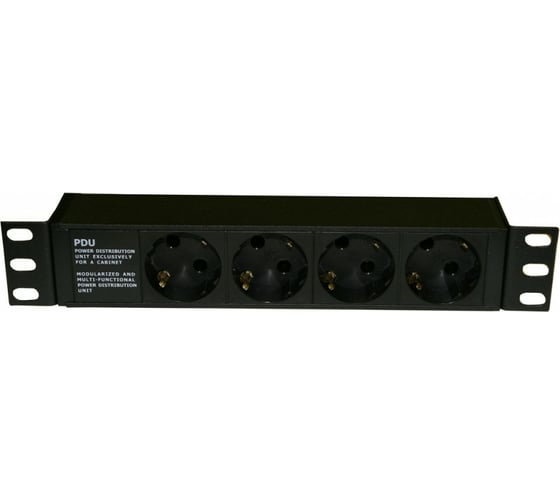 Горизонтальный блок розеток для 10" шкафов Hyperline, SHE10-4SH-IEC, 4 розетки Schuko, 10А 255009