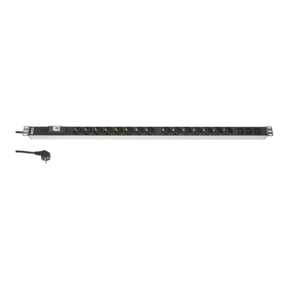 Блок розеток Hyperline, SHT-15SH-3IEC-B-2.5EU, 15 розеток + 3 х IEC320 ...