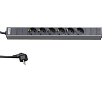 Блок розеток для 19" шкафов Hyperline, SHT19-6SH-2.5EU, горизонтальный, 6 розеток Schuko 26447