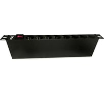 Блок розеток для 19" шкафов Hyperline, SHT19-8SH-S-IEC горизонтальный, с выключателем с подсветкой 32645