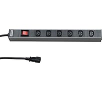 Блок розеток для 19" шкафов Hyperline, SHT19-6IEC-S-2.5IEC, горизонтальный, с выключателем 26411