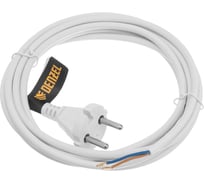 Шнур сетевой Denzel Energy Series, ПВС, 3 м, 2x1 мм, с неразборной вилкой, белый 37664