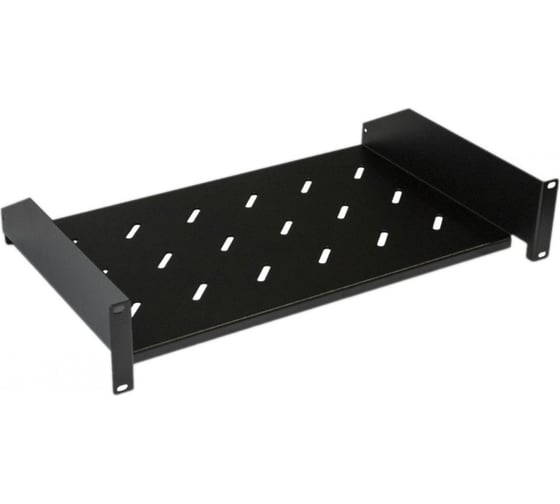 Угловая полка Hyperline TAL3-2U-300-RAL9005 с перфорацией 19, 2U, ширина 440 мм 431394 1