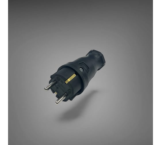 Вилка каучуковая серии iCONNECT 16А IP44 (модель ВК) цвет черный iTOK i-KI-KV-ICONNECT-1PEN-IP44-BLACK