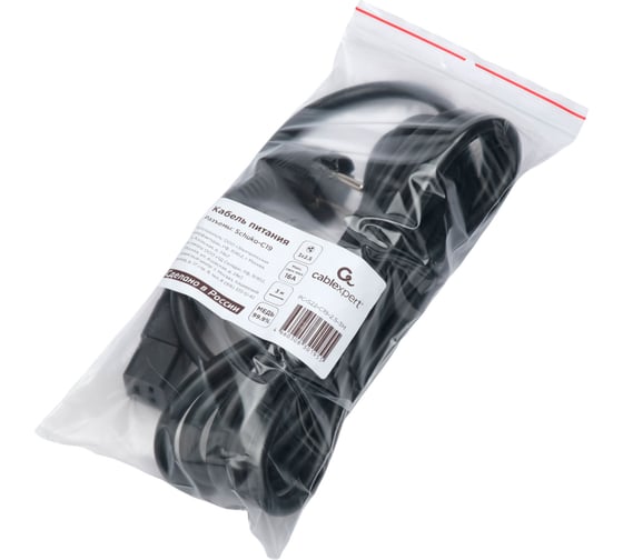 Кабель питания Cablexpert (RU) Schuko-C19, 3x2.5мм2, 16A, с заземлением, медь, 3м, черный, пак, PC-S22-C19-2.5-3M