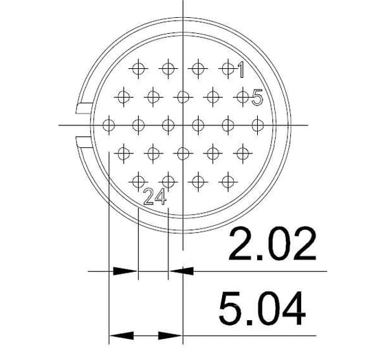 Разъем промышленный TTAF Elektronik 24-полюсный 125V 10A вилка на кабель IP65/IP67 TT30-24M-SX-01-001