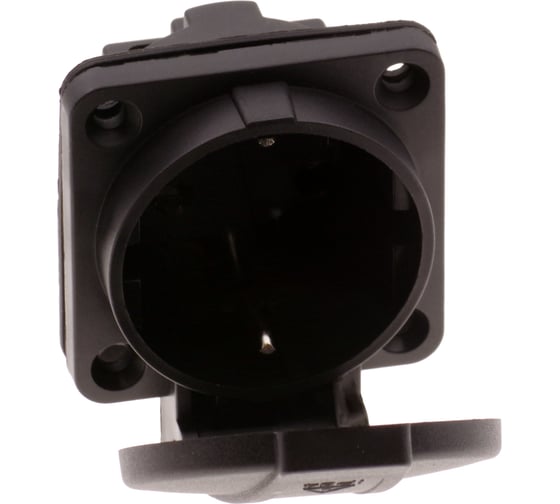 Розетка встраиваемая INPIN 16A 220V 2P+E IP54 подключение сзади 50х50 черная CA105BK