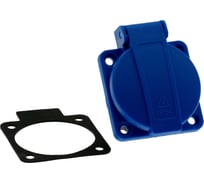 Розетка встраиваемая INPIN 16A 220V 2P+E IP54 подключение сзади 50х50 синяя CA105BL