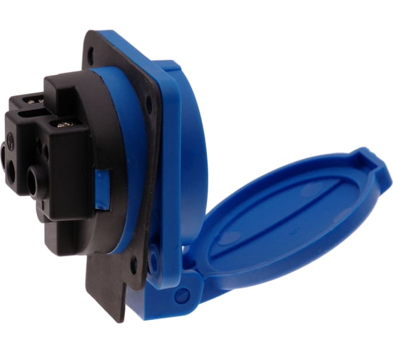 Розетка встраиваемая INPIN 16A 220V 2P+E IP54 подключение сзади 50х50 синяя CA105BL