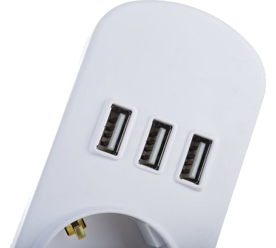 Колодка Lezard LETITIA с заземлением 3 входа с выключателем c USB разъёмом 721-0300-302U