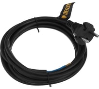 Шнур сетевой Denzel Energy Series, ПВС, 3 м, 2х1 мм, с неразборной вилкой, черный 37665